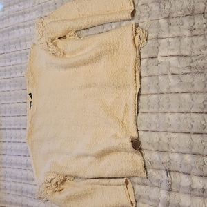 Used Excellent Condition Ralph Lauren Cream Long Sleeve Fringe Sweater